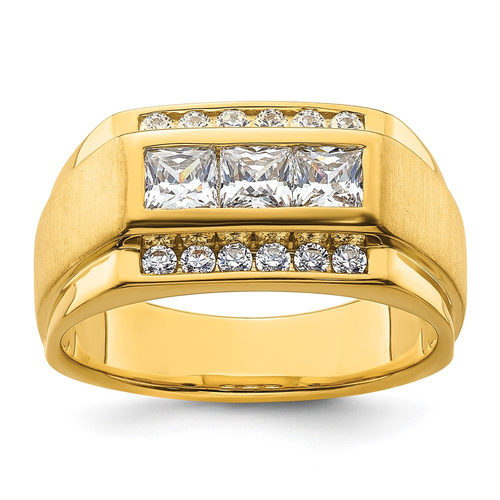 14K Gelbgold Herrenring mit 1,125 ct. im Labor gezüchteten Diamanten VS/SI+ G+, poliert und satiniert