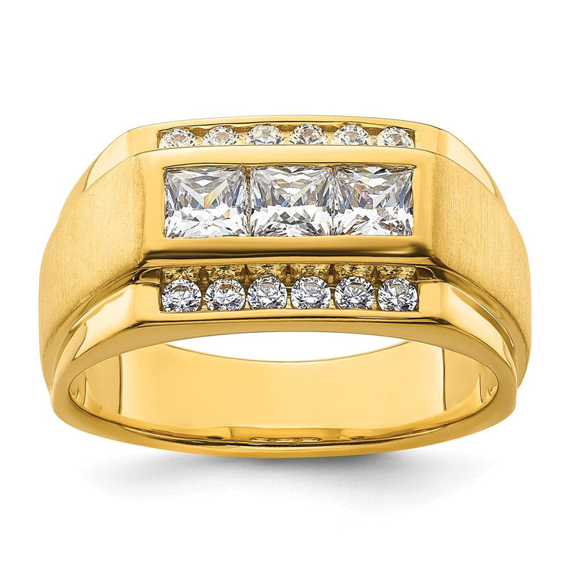 14K Gelbgold Herrenring mit 1,125 ct. im Labor gezüchteten Diamanten VS/SI+ G+, poliert und satiniert