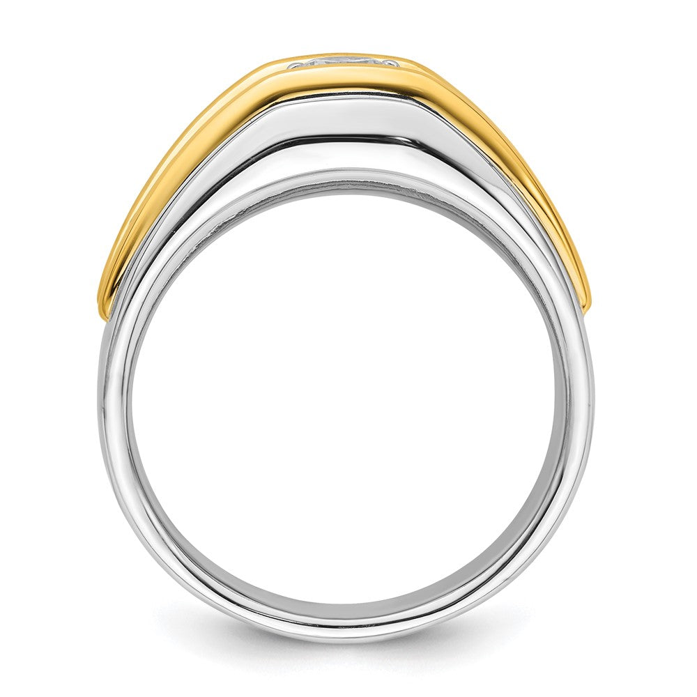 14K Bicolor Ring mit 0,5 ct. Labor-Diamant, VS/SI+ G+, Dreistein, Herren