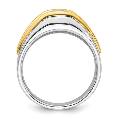 14K Bicolor Ring mit 0,5 ct. Labor-Diamant, VS/SI+ G+, Dreistein, Herren
