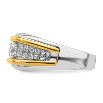 14K Bicolor Ring mit 0,5 ct. Labor-Diamant, VS/SI+ G+, Dreistein, Herren
