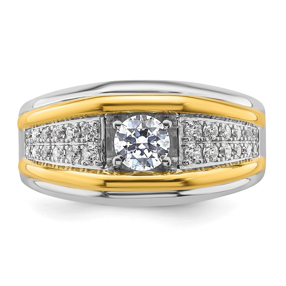 14K Bicolor Ring mit 0,5 ct. Labor-Diamant, VS/SI+ G+, Dreistein, Herren