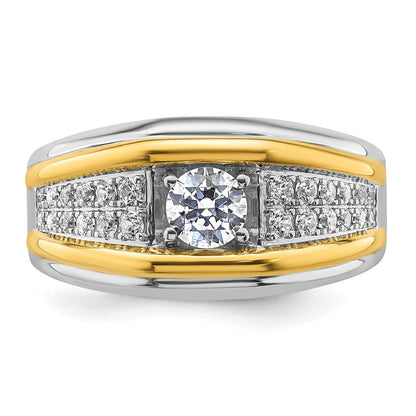 14K Bicolor Ring mit 0,5 ct. Labor-Diamant, VS/SI+ G+, Dreistein, Herren