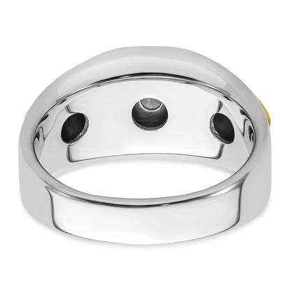 14K Bicolor Ring mit 0,5 ct. Labor-Diamant, VS/SI+ G+, Dreistein, Herren
