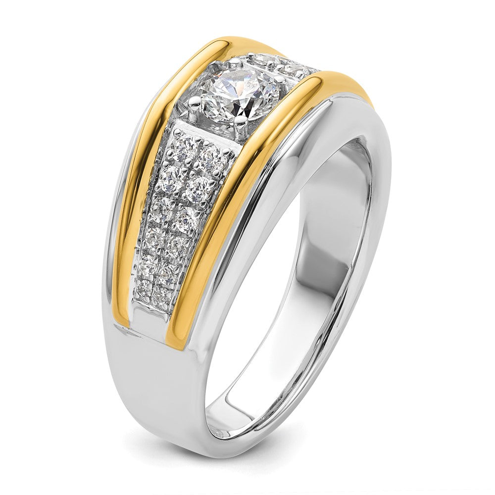 14K Bicolor Ring mit 0,5 ct. Labor-Diamant, VS/SI+ G+, Dreistein, Herren