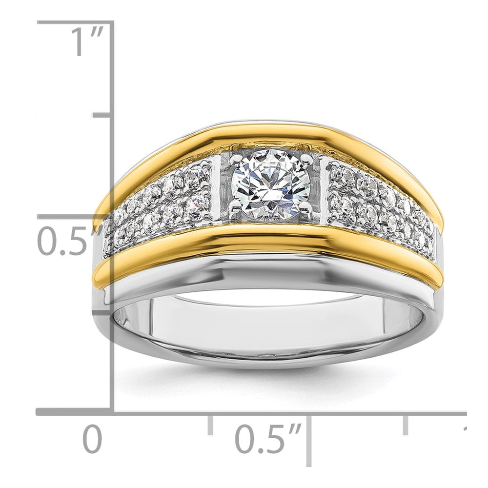 14K Bicolor Ring mit 0,5 ct. Labor-Diamant, VS/SI+ G+, Dreistein, Herren
