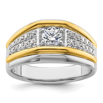 14K Bicolor Ring mit 0,5 ct. Labor-Diamant, VS/SI+ G+, Dreistein, Herren