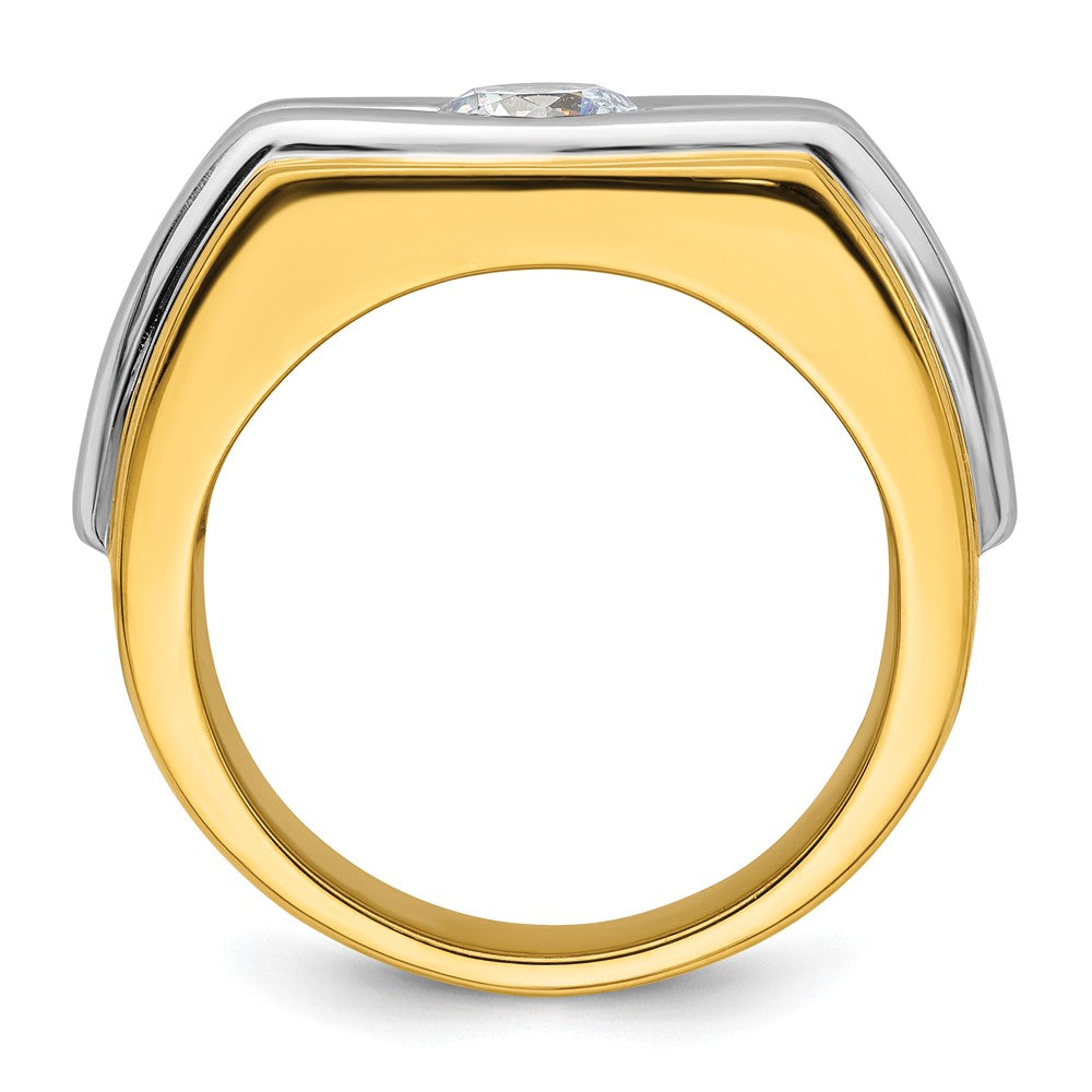 14K Bicolor polierter und satinierter Herrenring mit 1 ct. Labor-Diamant, VS/SI+ G+