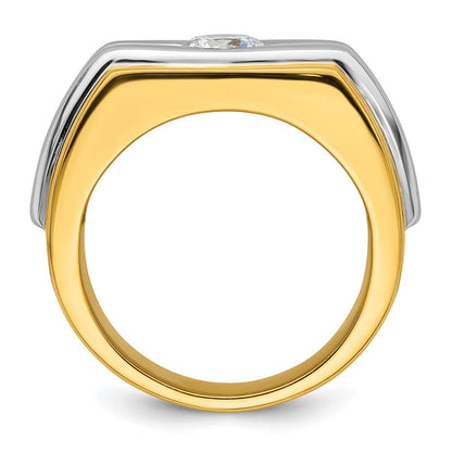 14K Bicolor polierter und satinierter Herrenring mit 1 ct. Labor-Diamant, VS/SI+ G+