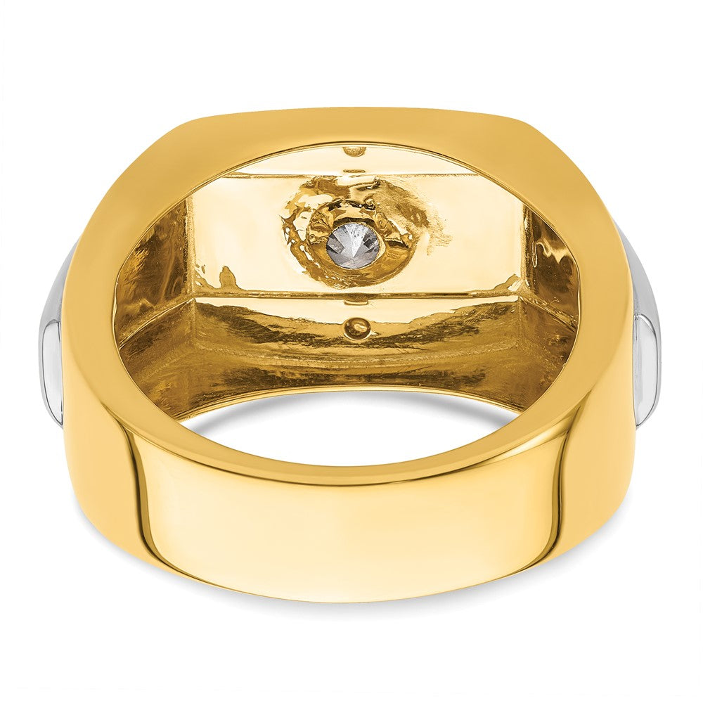 14K Bicolor polierter und satinierter Herrenring mit 1 ct. Labor-Diamant, VS/SI+ G+