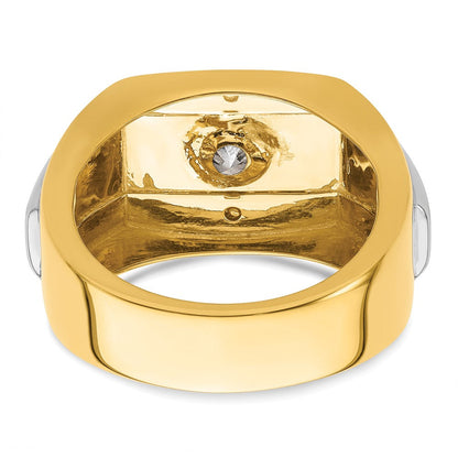 14K Bicolor polierter und satinierter Herrenring mit 1 ct. Labor-Diamant, VS/SI+ G+