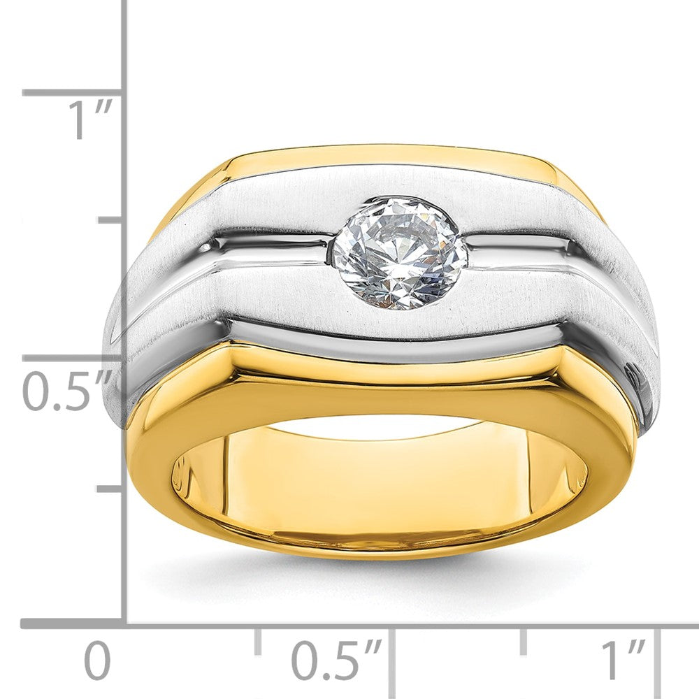 14K Bicolor polierter und satinierter Herrenring mit 1 ct. Labor-Diamant, VS/SI+ G+
