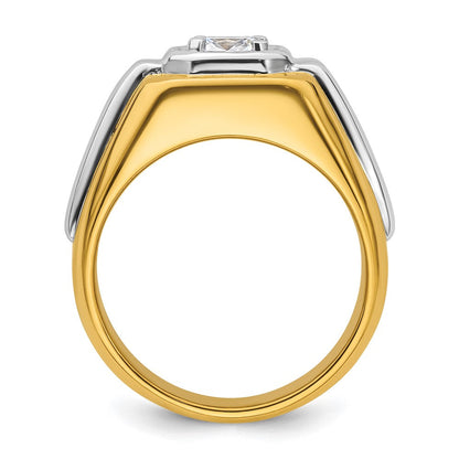 14K Bicolor Herrenring mit 1 ct. im Labor gezüchteten Diamanten, VS/SI+ G+, poliert