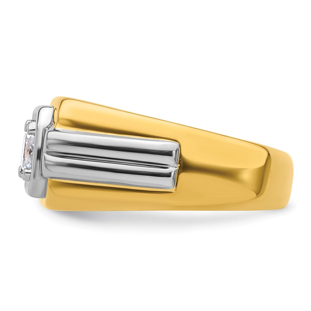 14K Bicolor Herrenring mit 1 ct. im Labor gezüchteten Diamanten, VS/SI+ G+, poliert