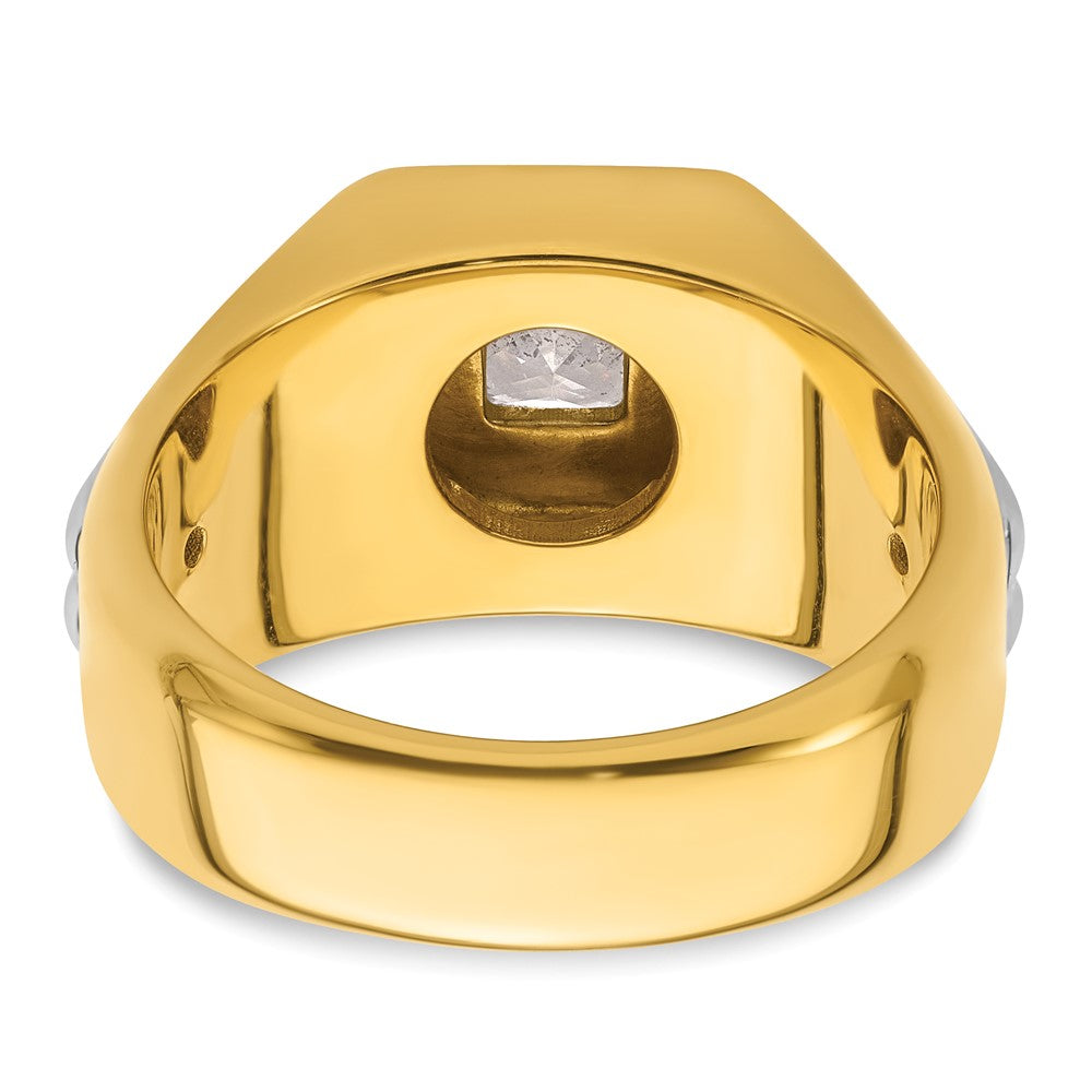 14K Bicolor Herrenring mit 1 ct. im Labor gezüchteten Diamanten, VS/SI+ G+, poliert