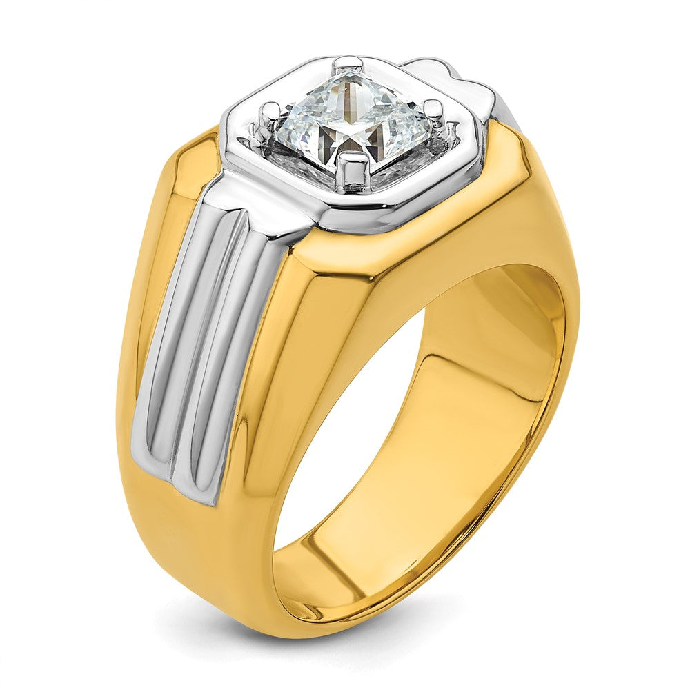 14K Bicolor Herrenring mit 1 ct. im Labor gezüchteten Diamanten, VS/SI+ G+, poliert