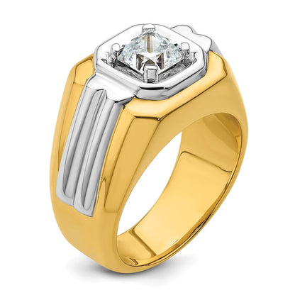 14K Bicolor Herrenring mit 1 ct. im Labor gezüchteten Diamanten, VS/SI+ G+, poliert