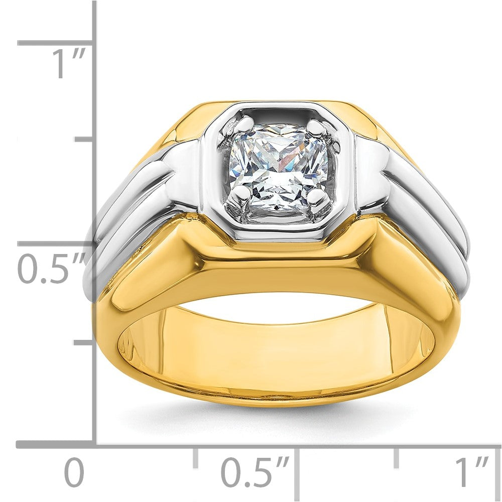 14K Bicolor Herrenring mit 1 ct. im Labor gezüchteten Diamanten, VS/SI+ G+, poliert