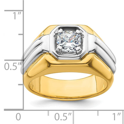 14K Bicolor Herrenring mit 1 ct. im Labor gezüchteten Diamanten, VS/SI+ G+, poliert