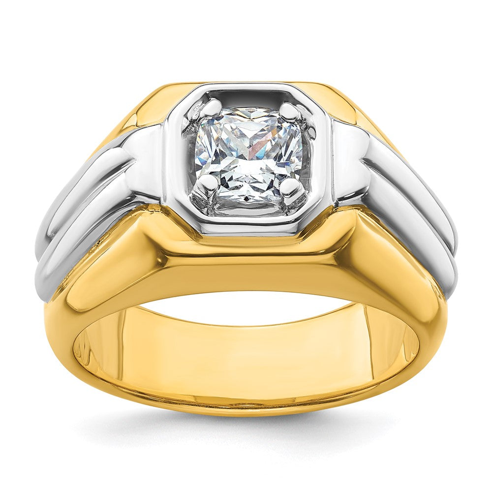 14K Bicolor Herrenring mit 1 ct. im Labor gezüchteten Diamanten, VS/SI+ G+, poliert