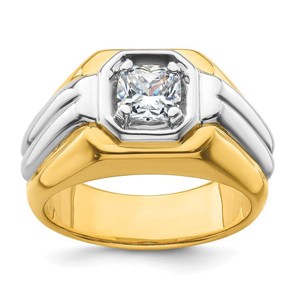 14K Bicolor Herrenring mit 1 ct. im Labor gezüchteten Diamanten, VS/SI+ G+, poliert