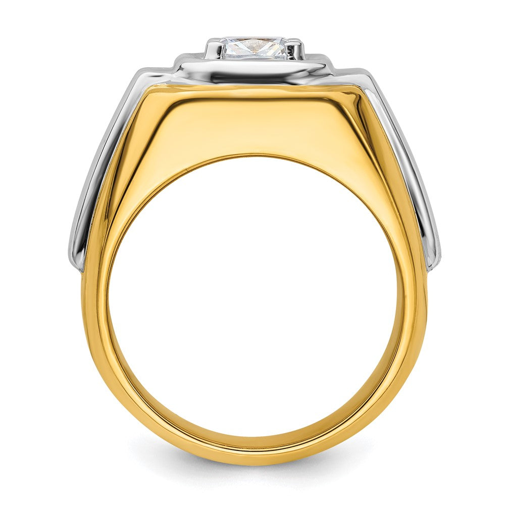 14K Bicolor Herrenring mit 1,5 ct. im Labor gezüchteten Diamanten, VS/SI+ G+, poliert