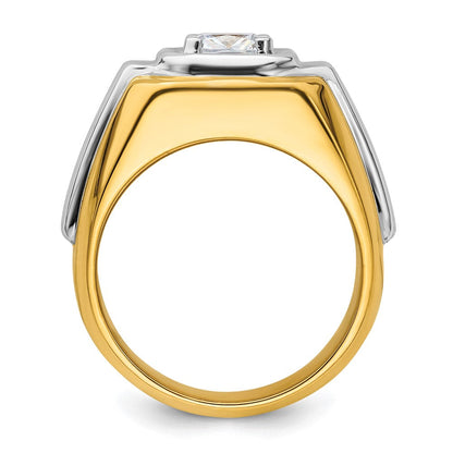 14K Bicolor Herrenring mit 1,5 ct. im Labor gezüchteten Diamanten, VS/SI+ G+, poliert