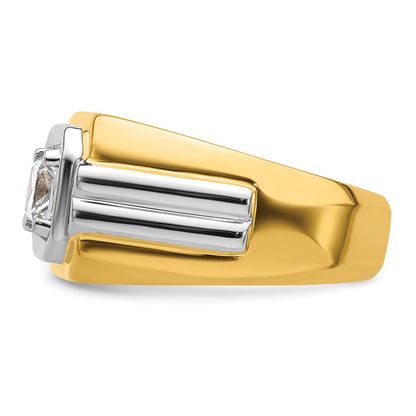 14K Bicolor Herrenring mit 1,5 ct. im Labor gezüchteten Diamanten, VS/SI+ G+, poliert