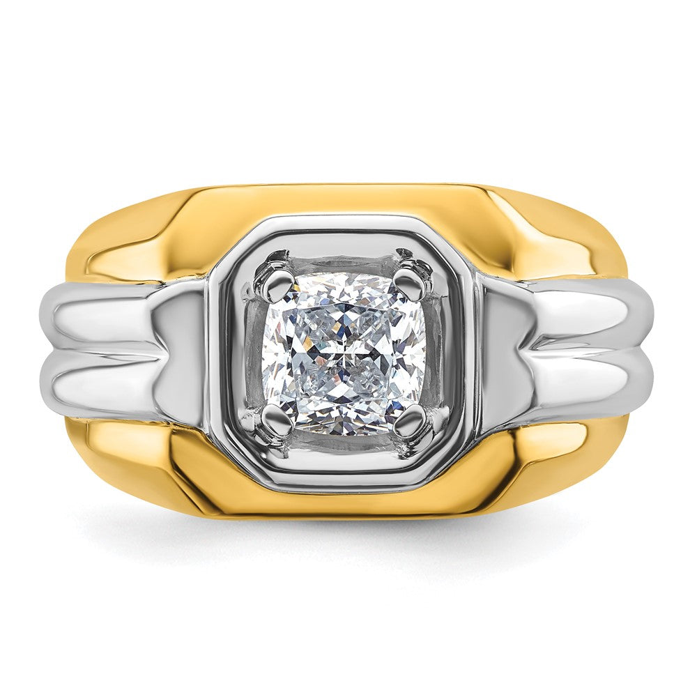 14K Bicolor Herrenring mit 1,5 ct. im Labor gezüchteten Diamanten, VS/SI+ G+, poliert