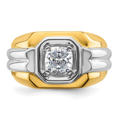14K Bicolor Herrenring mit 1,5 ct. im Labor gezüchteten Diamanten, VS/SI+ G+, poliert