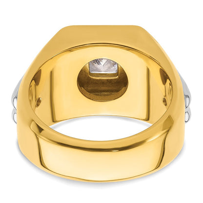 14K Bicolor Herrenring mit 1,5 ct. im Labor gezüchteten Diamanten, VS/SI+ G+, poliert