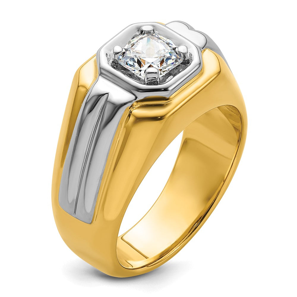 14K Bicolor Herrenring mit 1,5 ct. im Labor gezüchteten Diamanten, VS/SI+ G+, poliert