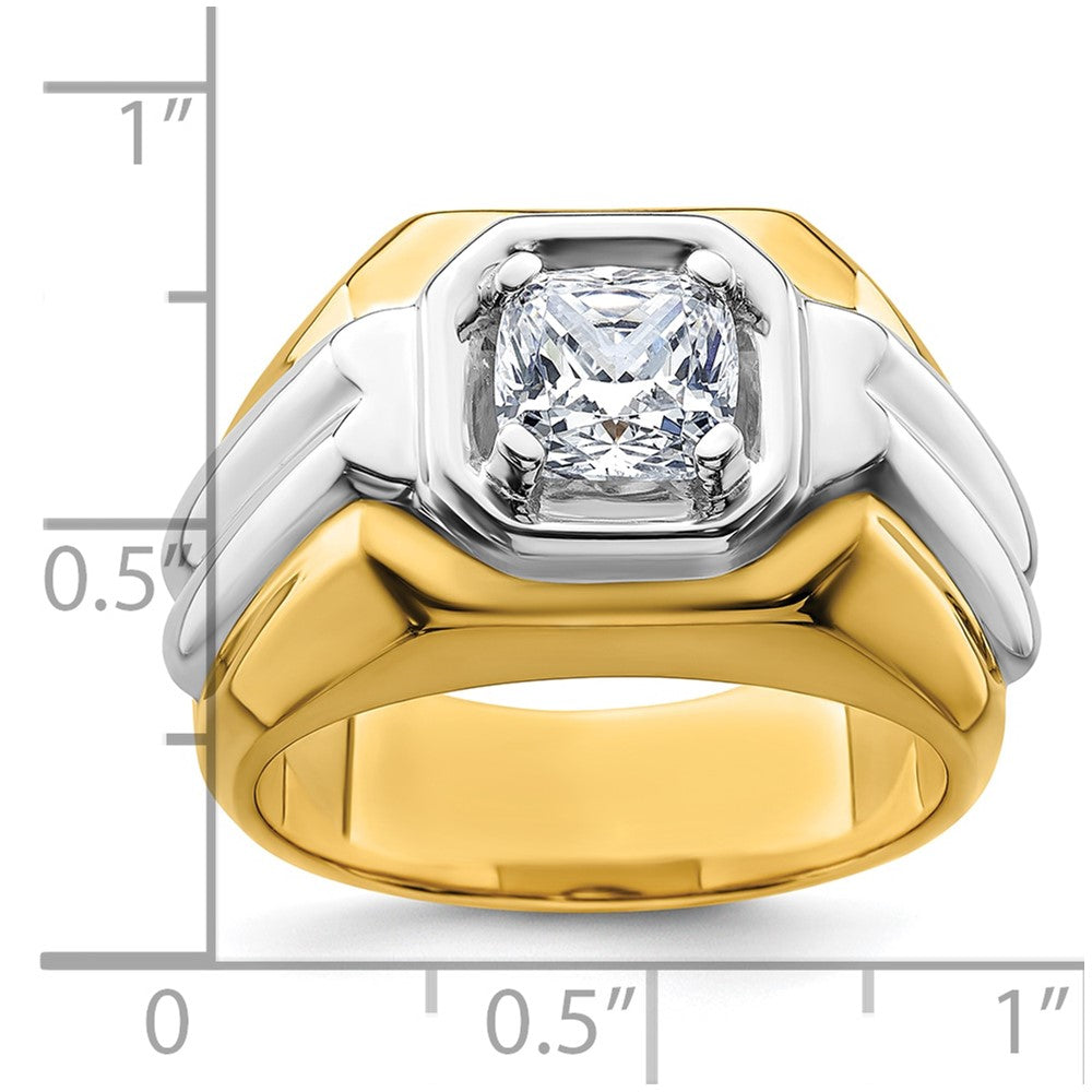14K Bicolor Herrenring mit 1,5 ct. im Labor gezüchteten Diamanten, VS/SI+ G+, poliert