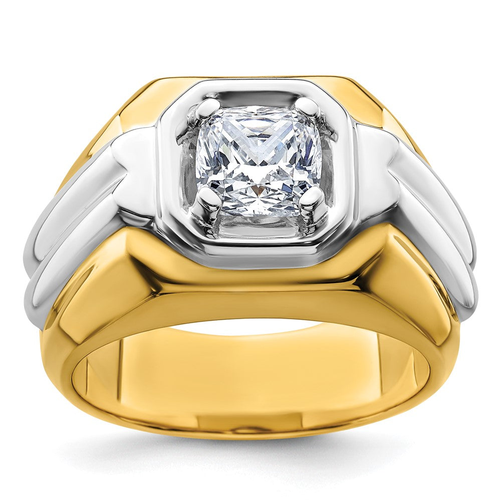 14K Bicolor Herrenring mit 1,5 ct. im Labor gezüchteten Diamanten, VS/SI+ G+, poliert