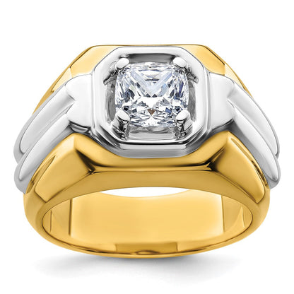 14K Bicolor Herrenring mit 1,5 ct. im Labor gezüchteten Diamanten, VS/SI+ G+, poliert