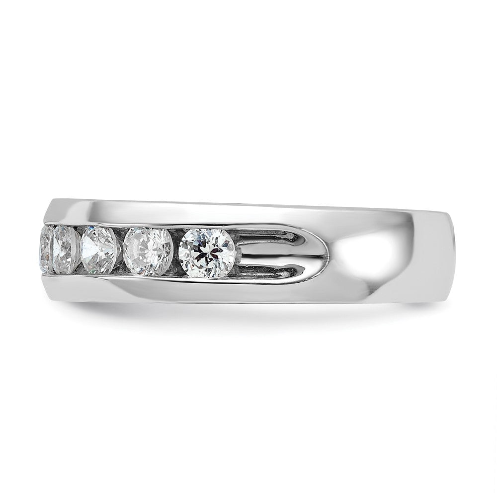 14K Weißgold Herrenring mit 1 ct. im Labor gezüchteten Diamanten VS/SI+ G+, neun Steine, poliert
