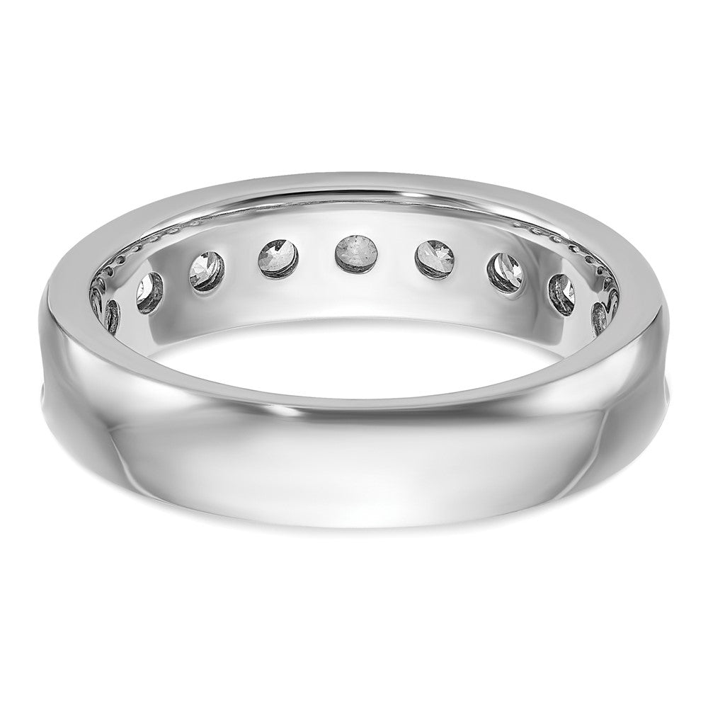 14K Weißgold Herrenring mit 1 ct. im Labor gezüchteten Diamanten VS/SI+ G+, neun Steine, poliert