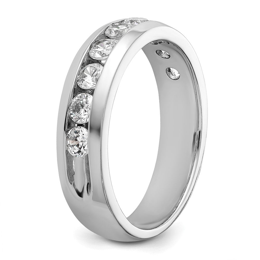 14K Weißgold Herrenring mit 1 ct. im Labor gezüchteten Diamanten VS/SI+ G+, neun Steine, poliert