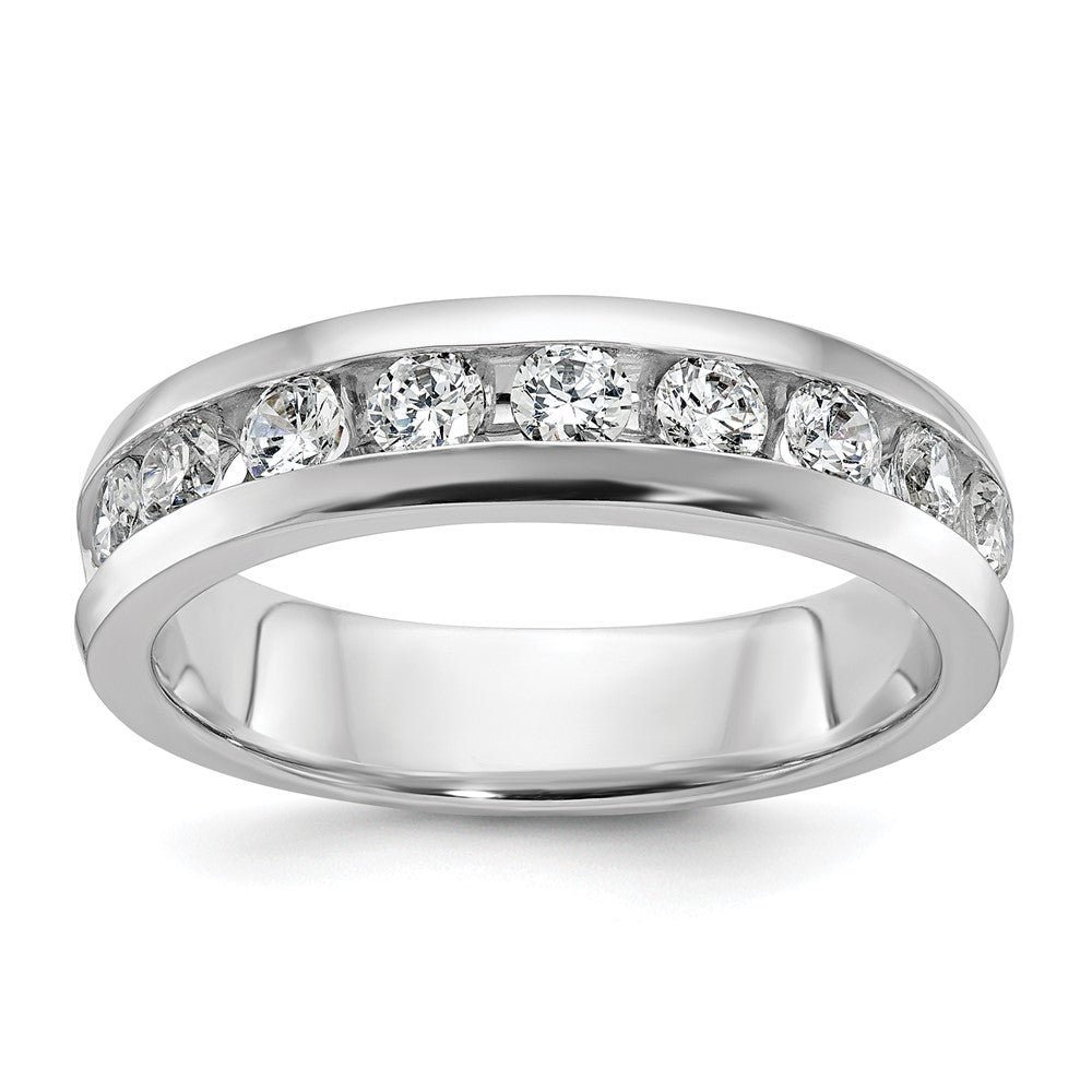 14K Weißgold Herrenring mit 1 ct. im Labor gezüchteten Diamanten VS/SI+ G+, neun Steine, poliert