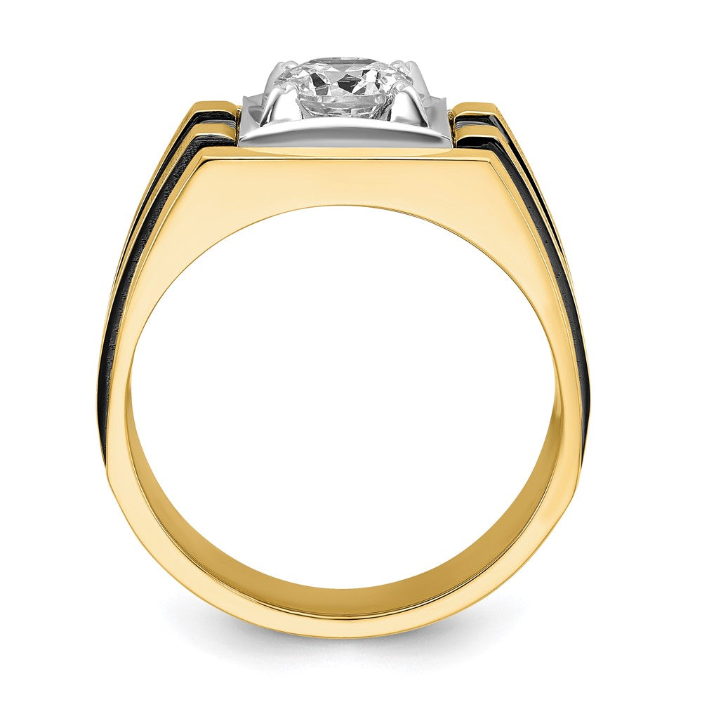 14K Bicolor Herrenring mit Schwarzrhodium, 1 ct. im Labor gezüchteten Diamanten, VS/SI+ G+, poliert und satiniert