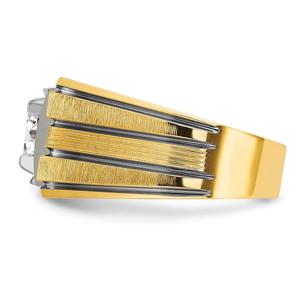 14K Bicolor Herrenring mit Schwarzrhodium, 1 ct. im Labor gezüchteten Diamanten, VS/SI+ G+, poliert und satiniert