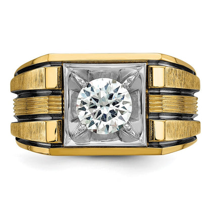 14K Bicolor Herrenring mit Schwarzrhodium, 1 ct. im Labor gezüchteten Diamanten, VS/SI+ G+, poliert und satiniert