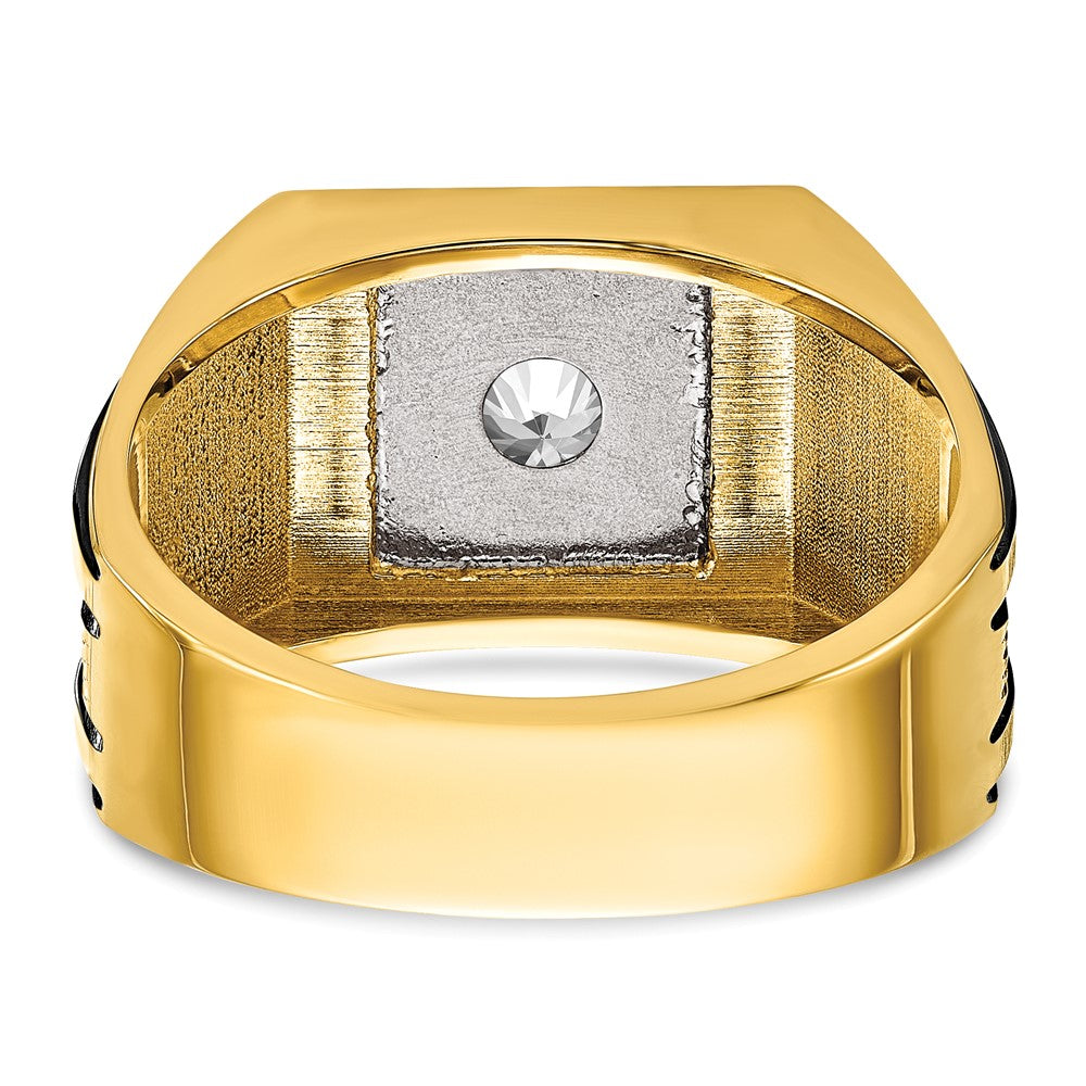 14K Bicolor Herrenring mit Schwarzrhodium, 1 ct. im Labor gezüchteten Diamanten, VS/SI+ G+, poliert und satiniert