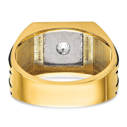 14K Bicolor Herrenring mit Schwarzrhodium, 1 ct. im Labor gezüchteten Diamanten, VS/SI+ G+, poliert und satiniert