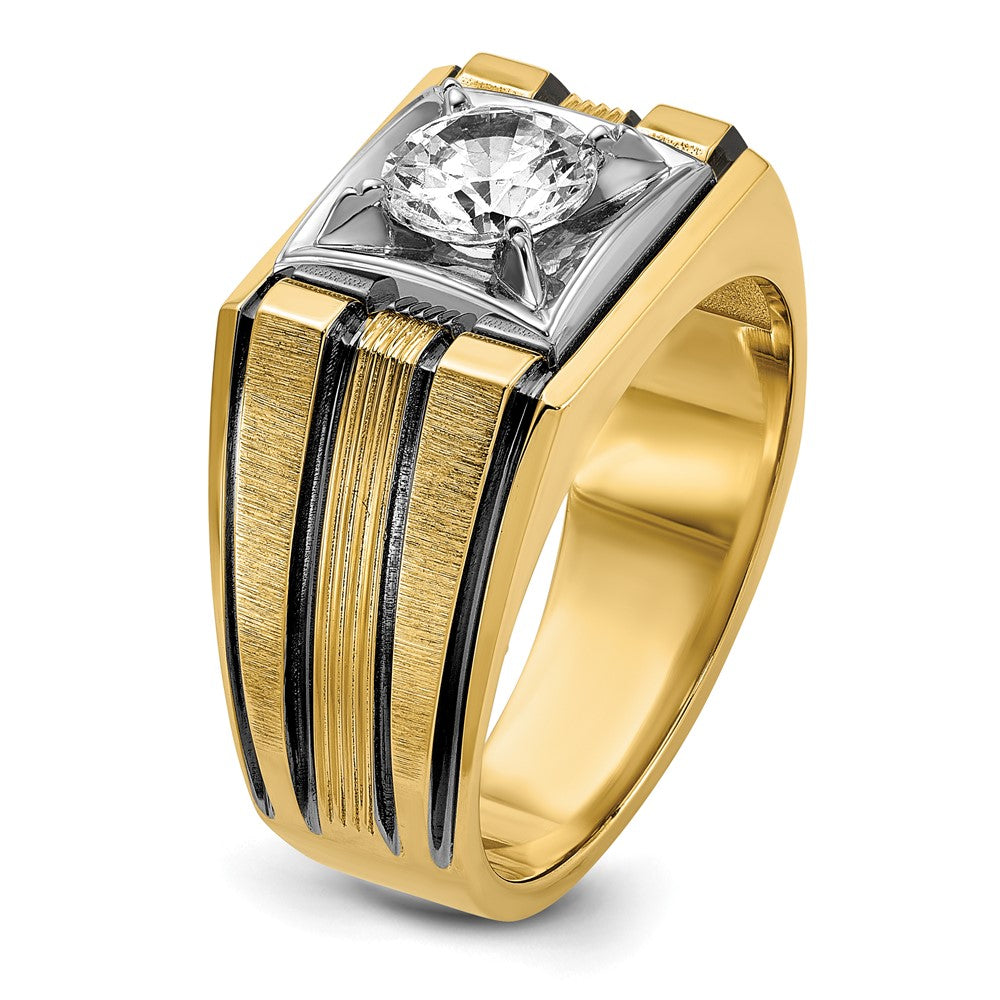 14K Bicolor Herrenring mit Schwarzrhodium, 1 ct. im Labor gezüchteten Diamanten, VS/SI+ G+, poliert und satiniert