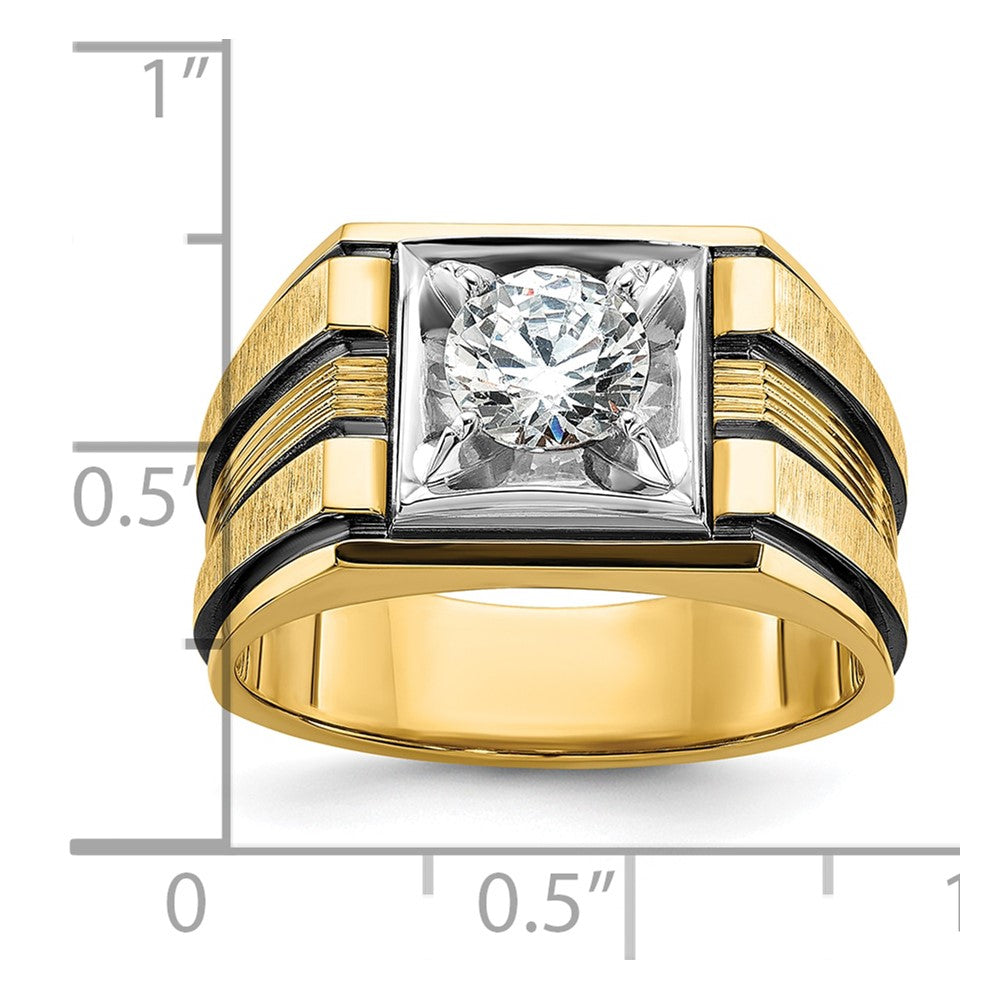 14K Bicolor Herrenring mit Schwarzrhodium, 1 ct. im Labor gezüchteten Diamanten, VS/SI+ G+, poliert und satiniert