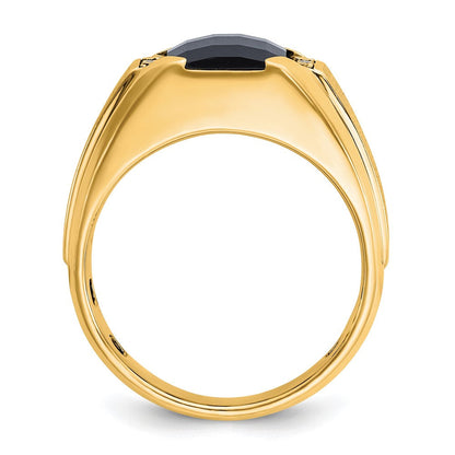 10K Gelbgold Ibgoodman Herren Poliert und Satiniert Onyx.02 Karat A Qualität Diamant Ring