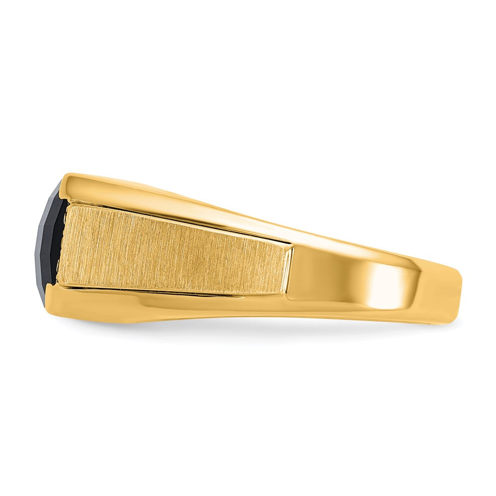 10K Gelbgold Ibgoodman Herren Poliert und Satiniert Onyx.02 Karat A Qualität Diamant Ring