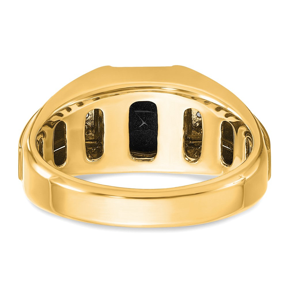 10K Gelbgold Ibgoodman Herren Poliert und Satiniert Onyx.02 Karat A Qualität Diamant Ring