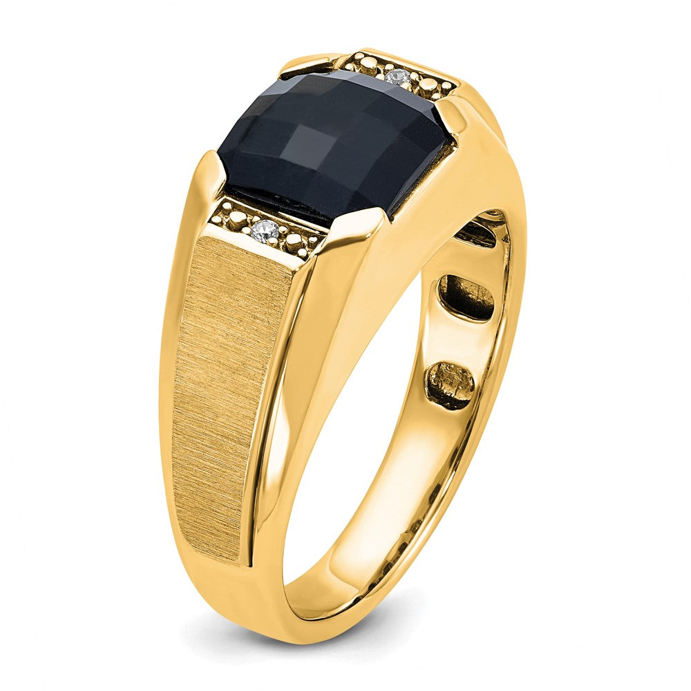 10K Gelbgold Ibgoodman Herren Poliert und Satiniert Onyx.02 Karat A Qualität Diamant Ring